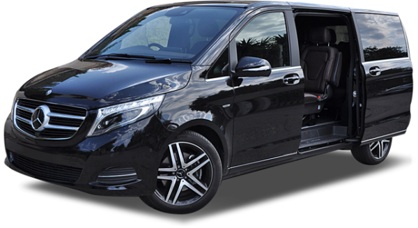 Zwarte Mercedes V-Klasse minivan van Taxi Aalst voor gezinnen en groepen